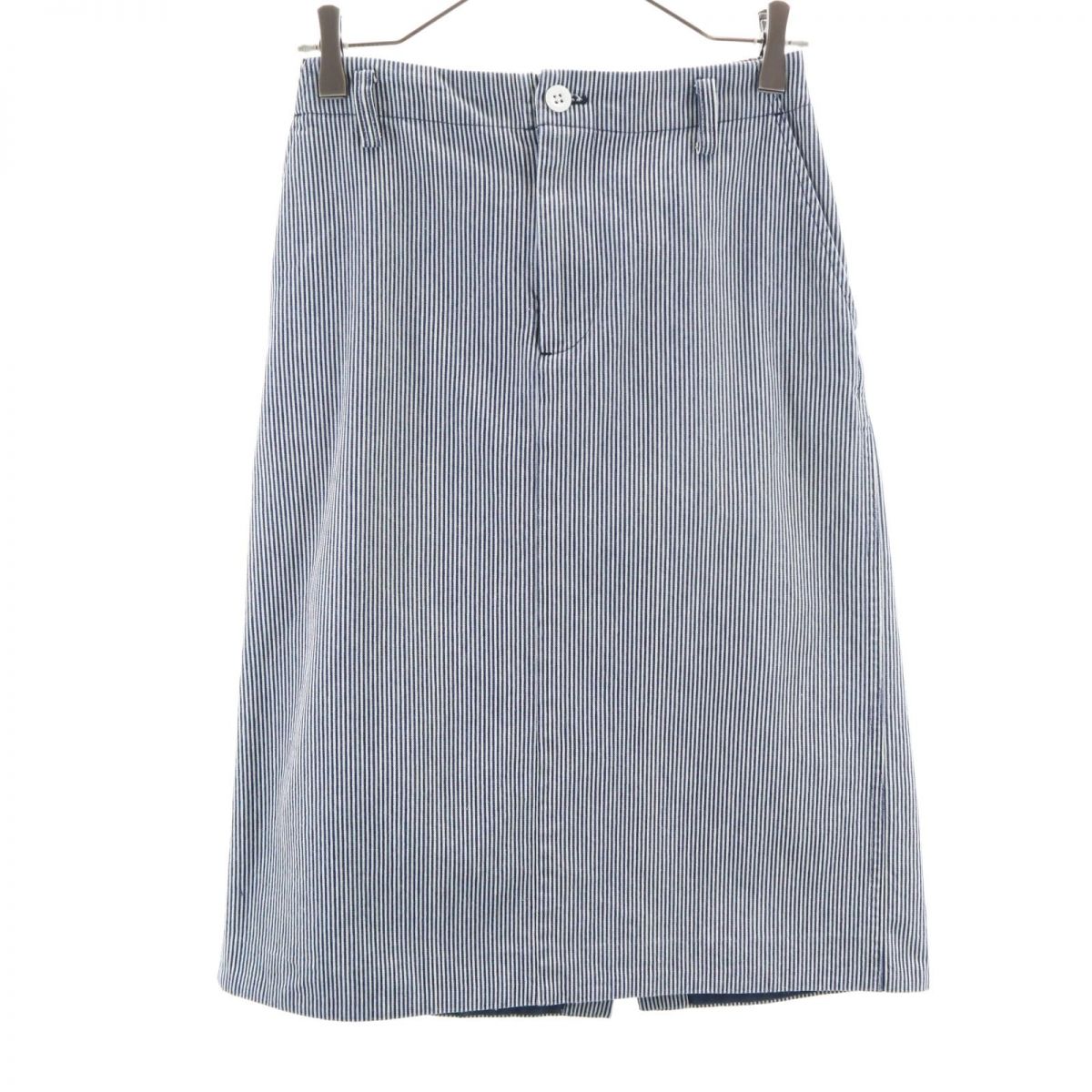 フォークアンドスプーン ヒッコリー ミディ丈 デニムスカート 1 ブルー系 FORK&SPOON レディース