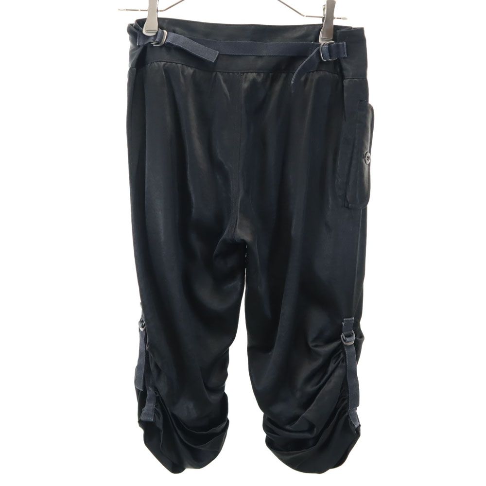 イッセイミヤケ 日本製 シャーリング クロップドパンツ 2 ブラック ISSEY MIYAKE レディース