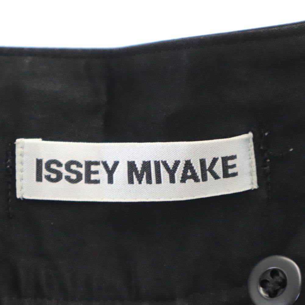 イッセイミヤケ 日本製 シャーリング クロップドパンツ 2 ブラック ISSEY MIYAKE レディース