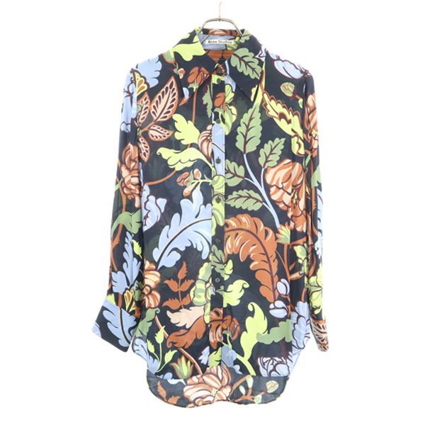 ACNE STUDIOS アクネストゥディオズ 総柄 長袖 シャツ 165/80A 紺 ブラウス レディース