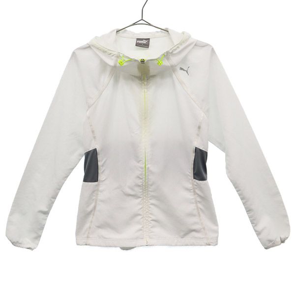 PUMA プーマ トレーニング 長袖 ジップパーカー M ホワイト×グレー ウォームアップ レディース