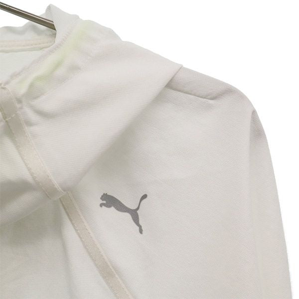 PUMA プーマ トレーニング 長袖 ジップパーカー M ホワイト×グレー ウォームアップ レディース