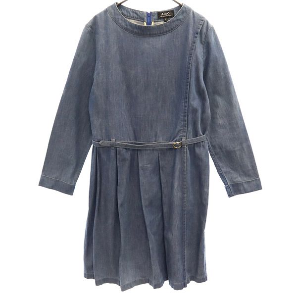 A.P.C. アーペーセー 長袖 デニム ワンピース S ブルー レディース