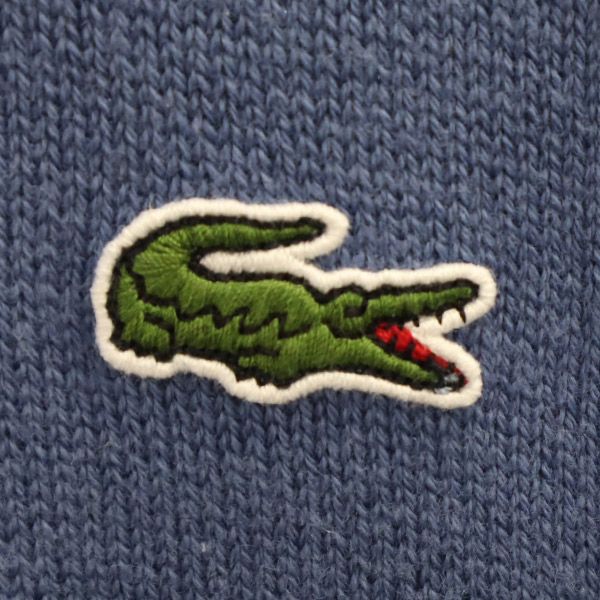 ラコステ 総柄 長袖 ニット S ブルー×ホワイト LACOSTE セーター メンズ