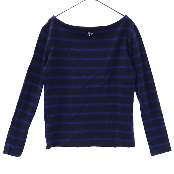 ポロラルフローレン ボーダー 長袖 ボートネック Tシャツ S ネイビー×ブルー POLO RALPH LAUREN カットソー レディース