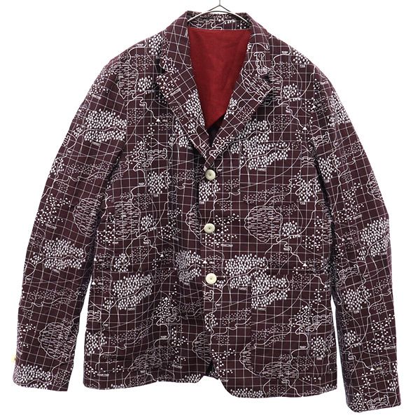 PINE パイン 日本製 総柄 ジャケット 46 ブラウン×ホワイト メンズ
