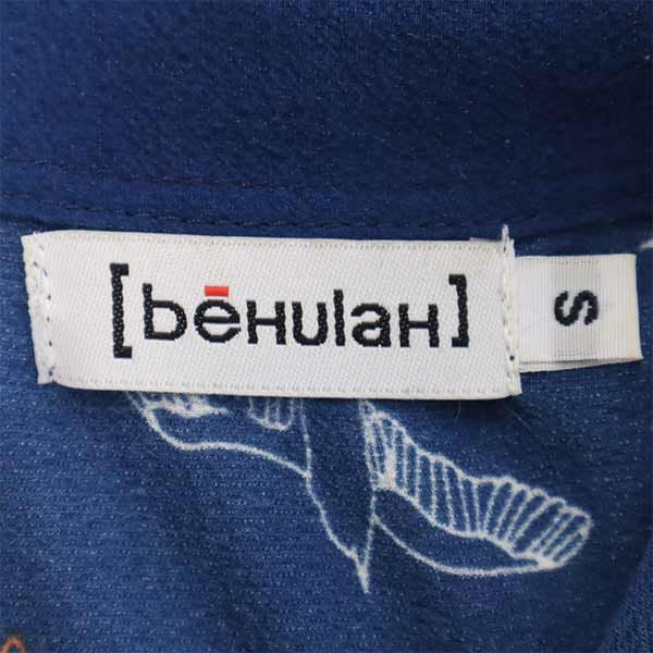 beHulaH べフラ 鳥柄 長袖 ワンピース S ブルー系 ロングシャツ レディース