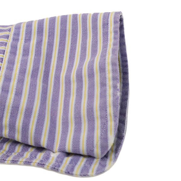 BEAMS PLUS ビームスプラス ロバートフリードマンコラボ ストライプ 長袖 ボタンダウンシャツ S イエロー×パープル ROBERT FRIEDMAN メンズ