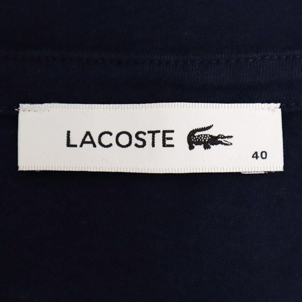 ラコステ ロゴワッペン 長袖 Vネック Tシャツ 40 ネイビー LACOSTE ロンT レディース