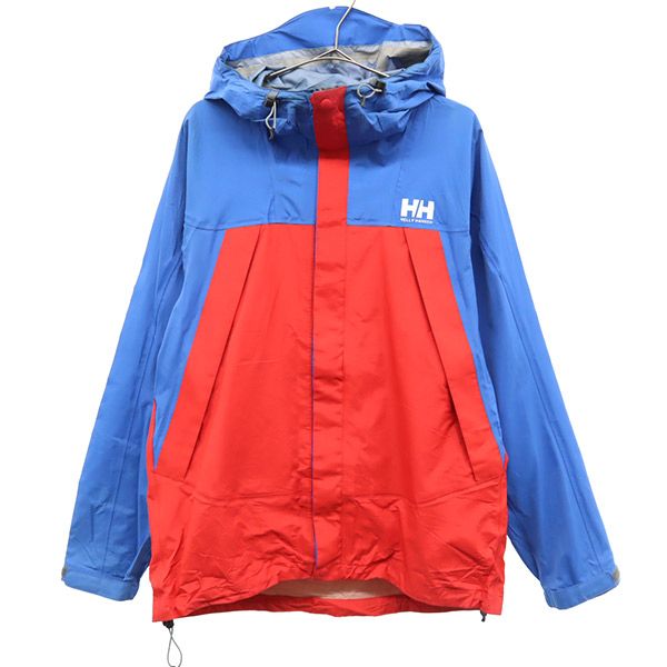HELLY HANSEN ヘリーハンセン 切替 ナイロン マウンテンパーカー L レッド×ブルー アウトドア ジャケット メンズ