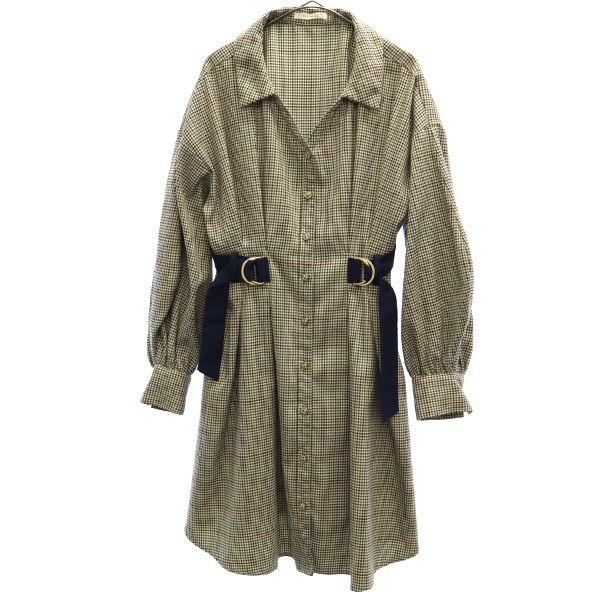 REDYAZEL レディアゼル 千鳥格子 長袖 チュニック F ブラウン系 ワンピース レディース