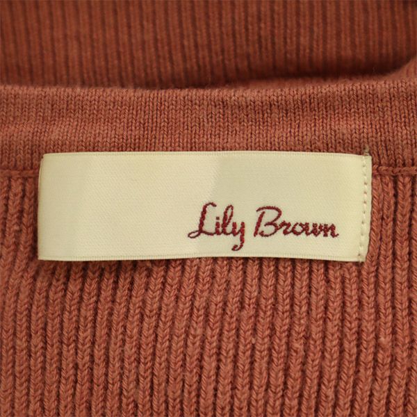 リリーブラウン ノースリーブ ニット ワンピース F ピンク Lily Brown バックリボン レースアップ レディース