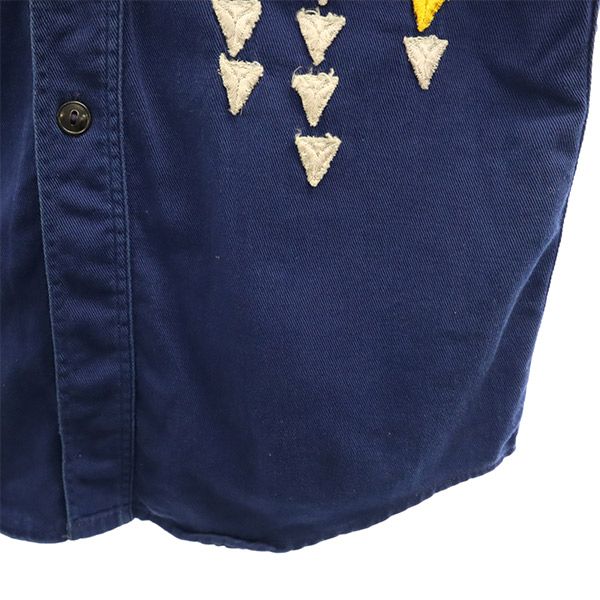 ボーイスカウト 60s ワッペン 長袖 シャツ ブルー×ホワイト BOY SCOUTS OF AMERICA ヴィンテージ ビンテージ キッズ