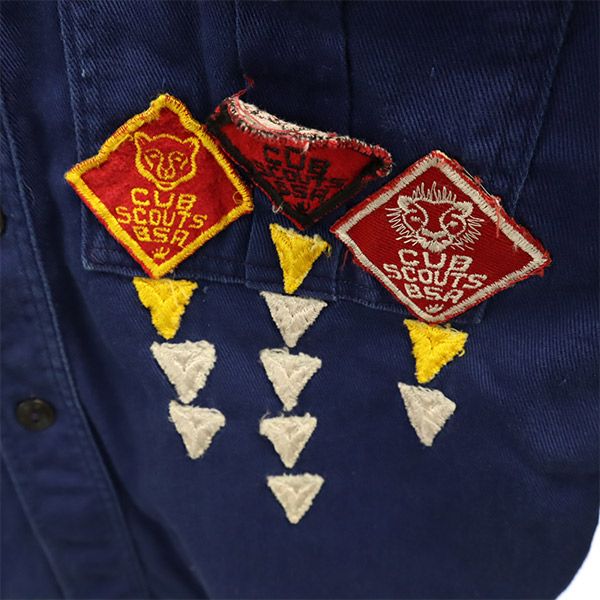 ボーイスカウト 60s ワッペン 長袖 シャツ ブルー×ホワイト BOY SCOUTS OF AMERICA ヴィンテージ ビンテージ キッズ
