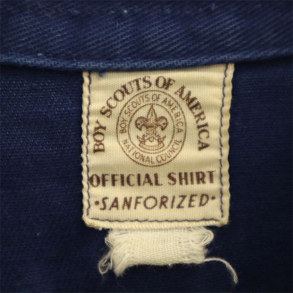 ボーイスカウト 60s ワッペン 長袖 シャツ ブルー×ホワイト BOY SCOUTS OF AMERICA ヴィンテージ ビンテージ キッズ