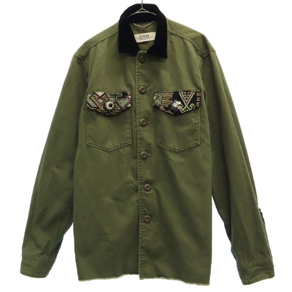 REPLAY リプレイ 長袖 シャツジャケット XS カーキ メンズ