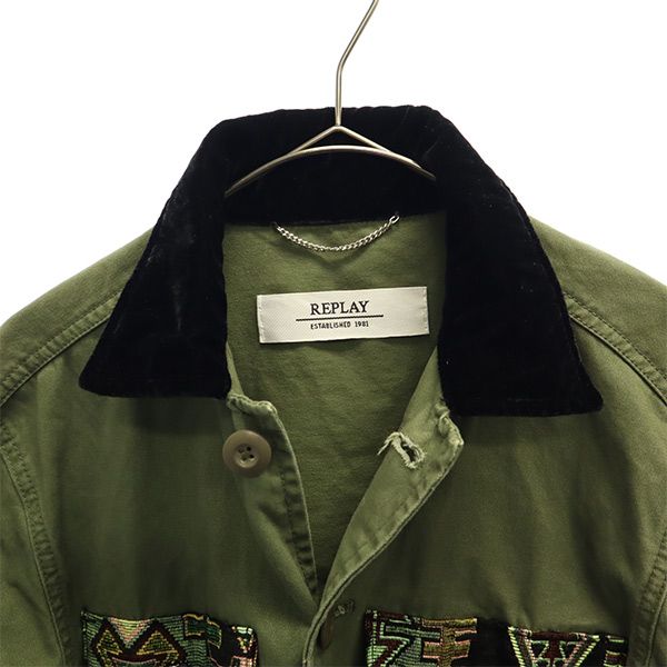 REPLAY リプレイ 長袖 シャツジャケット XS カーキ メンズ