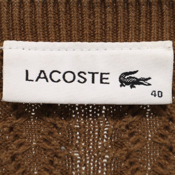 LACOSTE ラコステ コットンブレンド 長袖 Vネック ニット 40 ブラウン セーター レディース