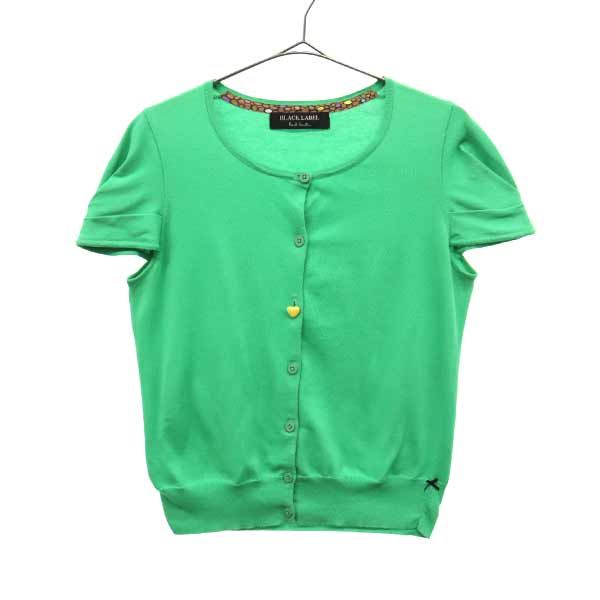 ポールスミス ブラックレーベル 半袖 コットン ニットカーディガン M グリーン Paul Smith BLACK LABEL レディース