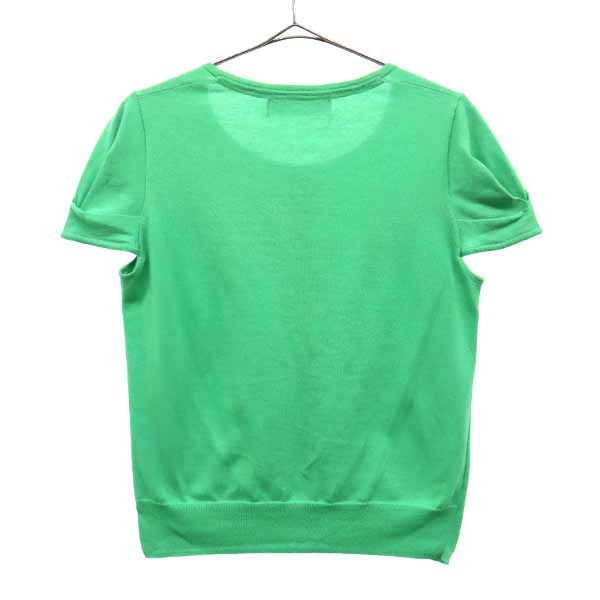 ポールスミス ブラックレーベル 半袖 コットン ニットカーディガン M グリーン Paul Smith BLACK LABEL レディース