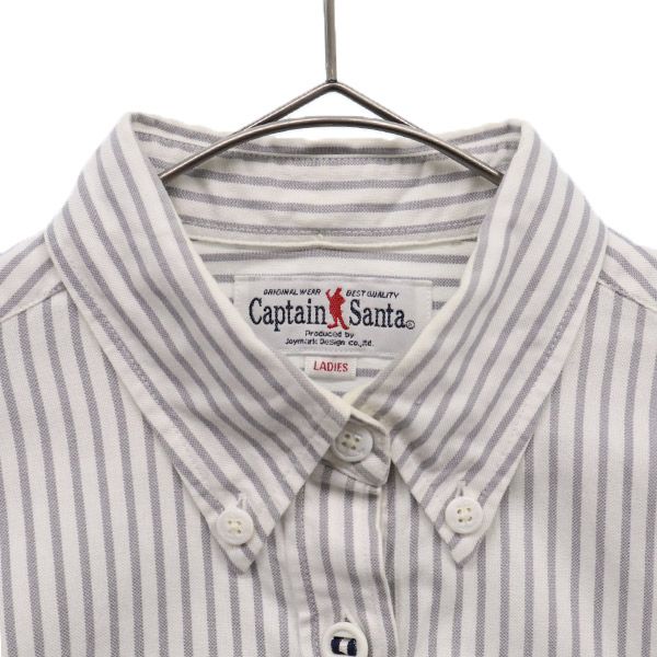 CAPTAIN SANTA キャプテンサンタ 日本製 ストライプ 長袖 ボタンダウンシャツ LADIES グレー×ホワイト レディース