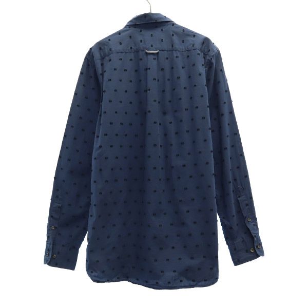 LACOSTE ラコステ 総柄 長袖 ボタンダウンシャツ 39 ブルー コットンシャツ メンズ