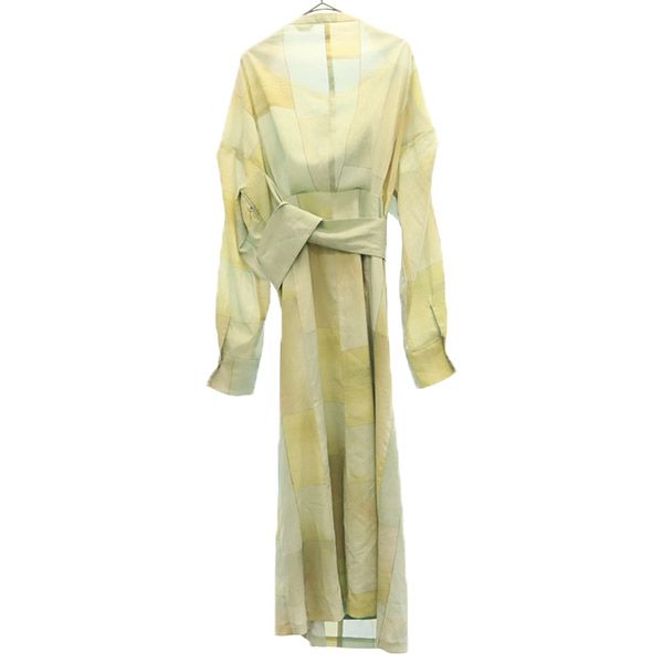 CLANE クラネ 総柄 長袖 デザイン ワンピース グリーン系 サイドジップ レディース