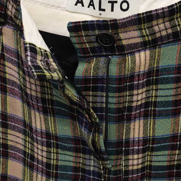 AALTO アールト ウールブレンド チェック ロングパンツ 34 メンズ