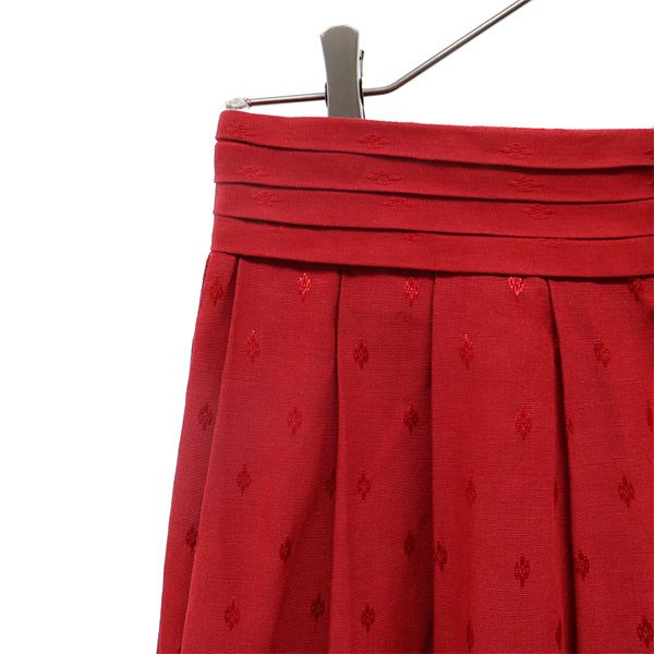 DARYLE ALEXANDER USA製 総柄 ロング丈 フレアスカート 10 レッド レディース