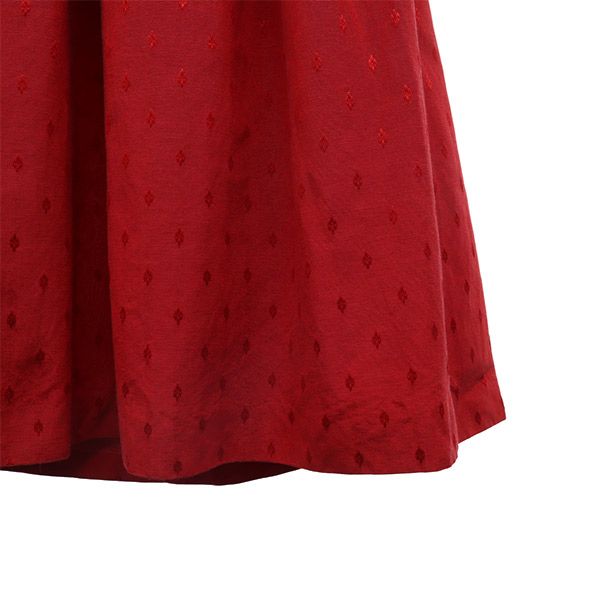 DARYLE ALEXANDER USA製 総柄 ロング丈 フレアスカート 10 レッド レディース