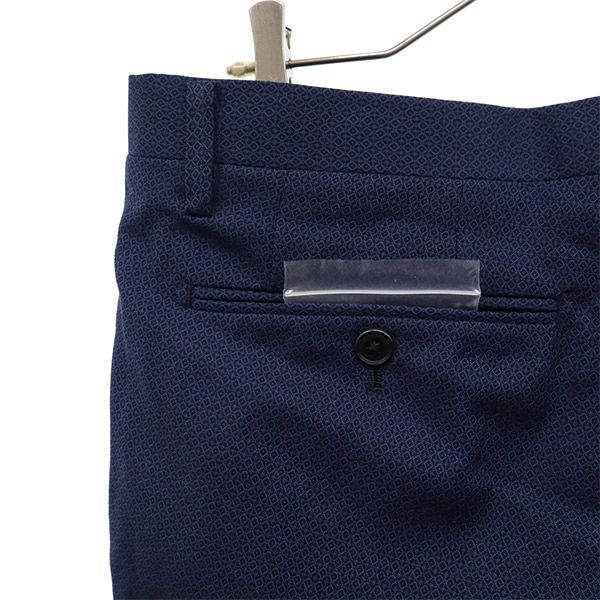 未使用 NO ID. ノーアイディ ウールブレンド 総柄 スラックスパンツ 3 ネイビー系 メンズ