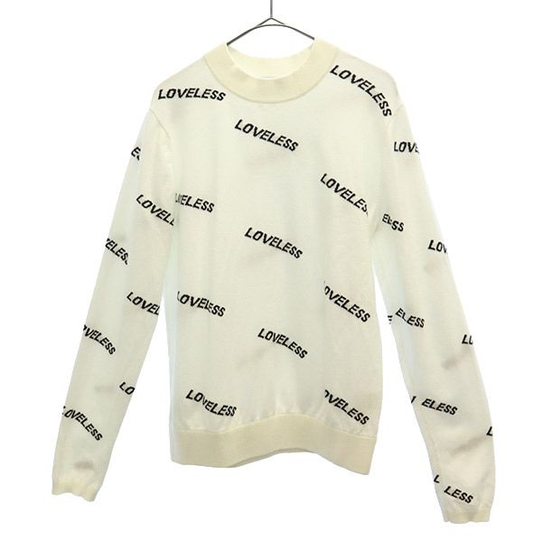 LOVELESS ラブレス 総柄 長袖 ニット 36 ホワイト×ブラック セーター レディース