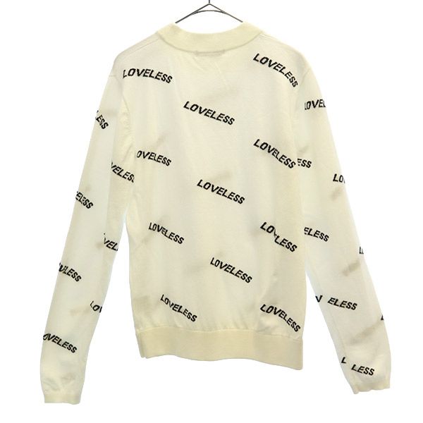 LOVELESS ラブレス 総柄 長袖 ニット 36 ホワイト×ブラック セーター レディース
