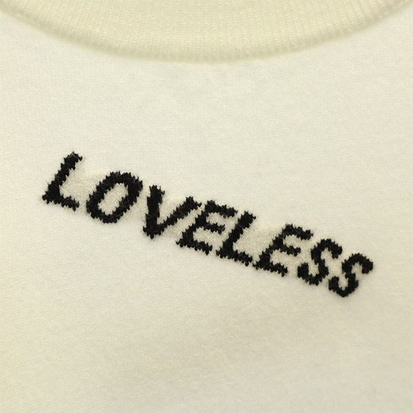 LOVELESS ラブレス 総柄 長袖 ニット 36 ホワイト×ブラック セーター レディース
