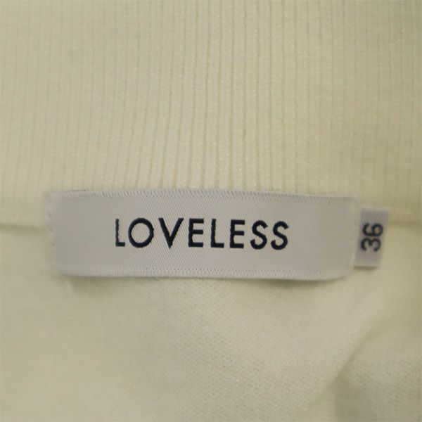 LOVELESS ラブレス 総柄 長袖 ニット 36 ホワイト×ブラック セーター レディース