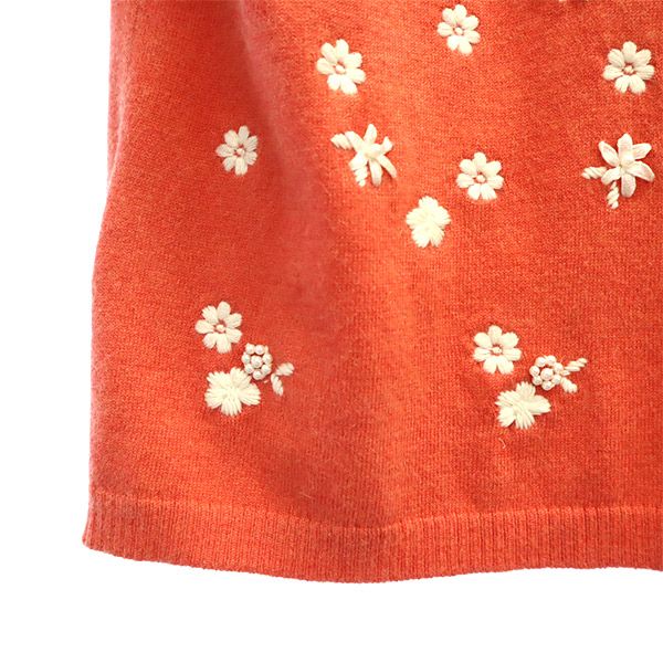 TOCCA トッカ 花柄 長袖 ニットカーディガン M ピンク×ホワイト レディース