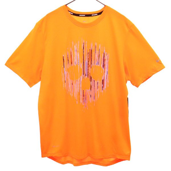 未使用 ナイキ プリント ランニング 半袖 シャツ S オレンジ NIKE Tシャツ メンズ