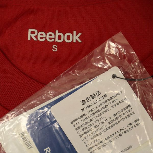 未使用 リーボック プリント トレーニング 半袖 Tシャツ S レッド Reebok スポーツ ウォームアップ メンズ