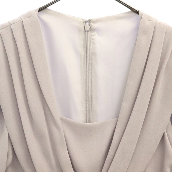 未使用 eimy istoire エイミーイストワール 長袖 ロングワンピース S グレー ドレーププリーツ フレアワンピース レディース