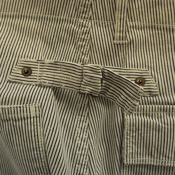 Haver Sack General Garments ハバーサック ジェネラルガーメンツ ボタンフライ ヒッコリー パンツ L ホワイト×ネイビー メンズ