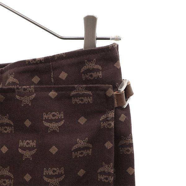MCM エムシーエム ロゴ総柄 ミディ丈 ラップスカート 73-97 ブラウン レディース