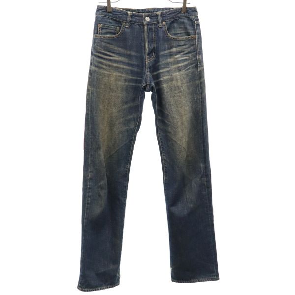 衣 ツギハギ リメイク ボタンフライ ツギハギ リメイク ストレートデニムパンツ w28 ブルー ジーパン メンズ