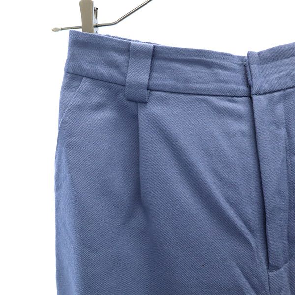 グリーンレーベルリラクシング ウールブレンド ワイドパンツ 38 ブルー green label relaxing UNITED ARROWS レディース