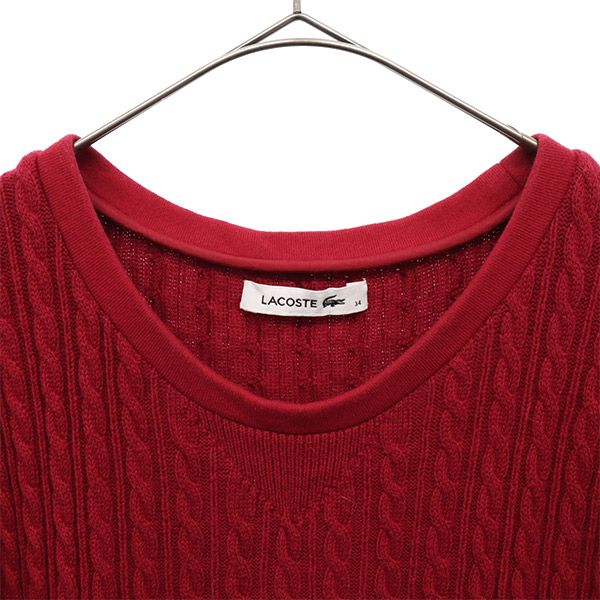 LACOSTE ラコステ 半袖 ワンピース 34 レッド レディース
