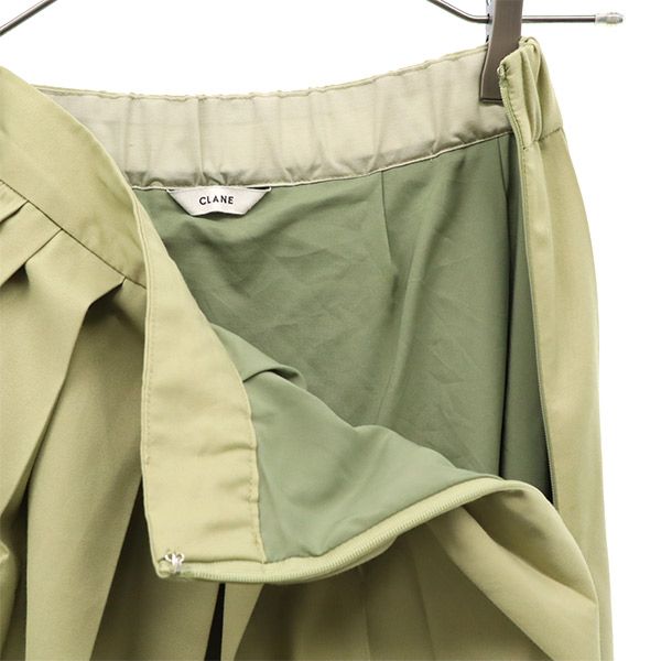 CLANE クラネ ミックスプリーツ アシンメトリー ロングスカート 1 グリーン レディース