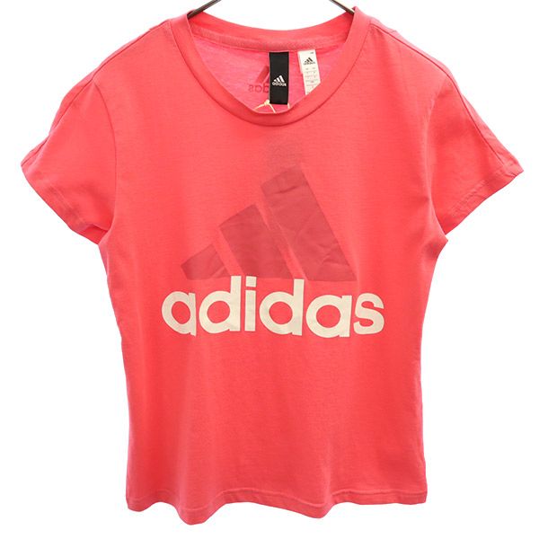 未使用 アディダス ロゴプリント 半袖 Tシャツ S ピンク adidas クルーネック レディース