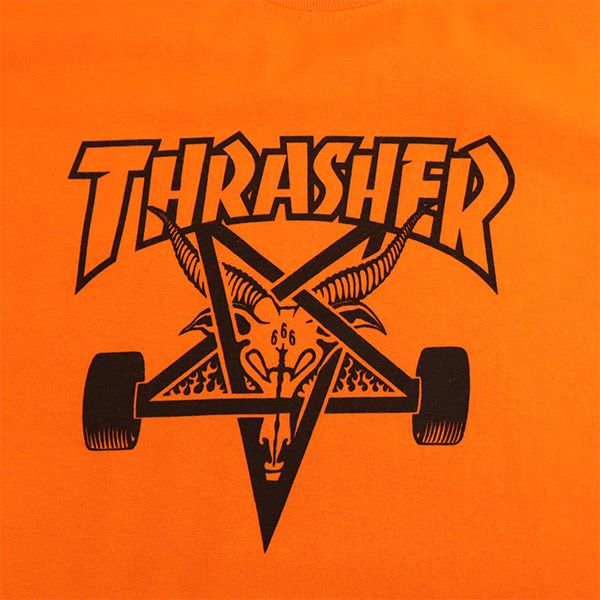 スラッシャー プリント 半袖 Tシャツ オレンジ THRASHER クルーネック メンズ