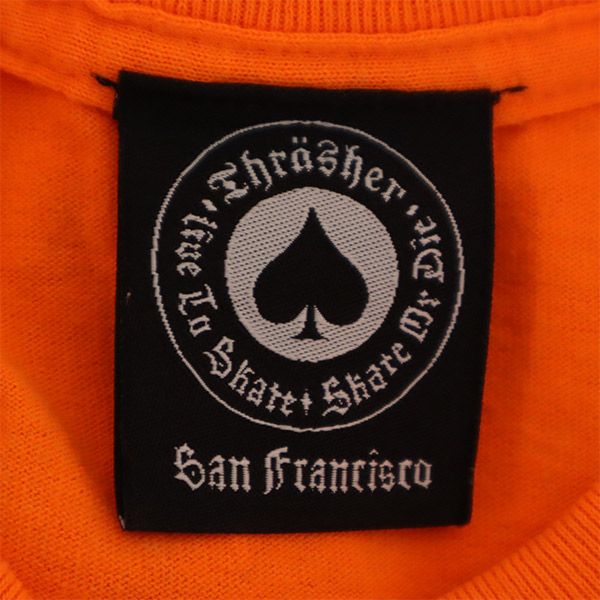 スラッシャー プリント 半袖 Tシャツ オレンジ THRASHER クルーネック メンズ