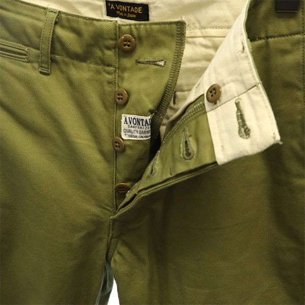 A VONTADE アボンタージ 日本製 ボタンフライ ミリタリーパンツ グリーン メンズ