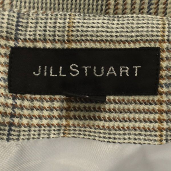 ジルスチュアート ウール チェック柄 ミディ丈 スカート 2 グレー系 JILLSTUART サイドリボン レディース